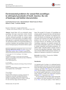 Environmental Predictors for Annual Fish Assemblages in Subtropical Grasslands of South America: the Role of Landscape and Habitat Characteristics