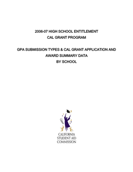 2006-07 High School Entitlement Cal Grant Program