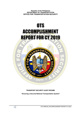 Ots Accomplishment Report for Cy 2019