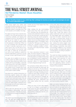 Hot Pandemic Market: Music Royalties By:Anne Steele July 1, 2020