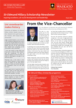 Sir Edmund Hillary Scholarship Newsletter Inspiring Excellence, All-Round Development and Leadership March 2014