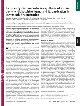 Remarkably Diastereoselective Synthesis of a Chiral Biphenyl Diphosphine Ligand and Its Application in Asymmetric Hydrogenation