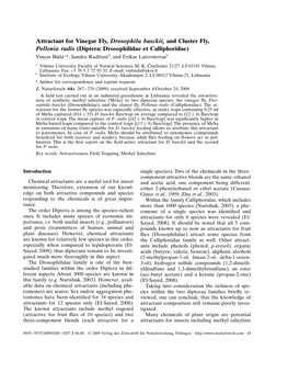 Attractant for Vinegar Fly, Drosophila Busckii, and Cluster Fly, Pollenia