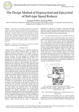 The Design Method of Hypocycloid and Epicycloid of Ball-Type Speed Reducer