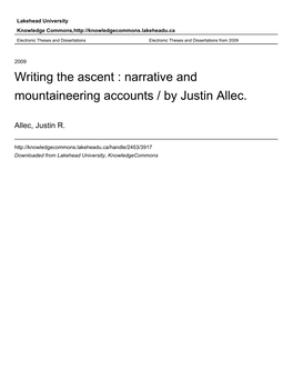 Narrative and Mountaineering Accounts / by Justin Allec