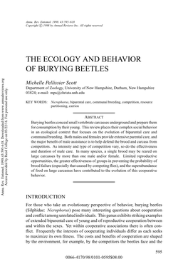 The Ecology and Behavior of Burying Beetles