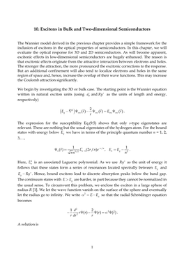 10. Excitons in Bulk and Two-Dimensional Semiconductors