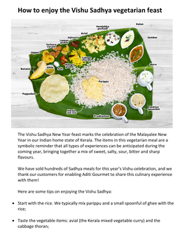 How to Enjoy the Vishu Sadhya Vegetarian Feast