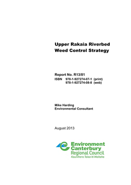 Upper Rakaia Riverbed Weed Control Strategy