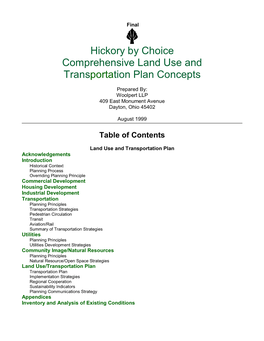 Hickory by Choice Comprehensive Land Use and Transportation Plan Concepts