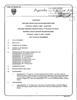 April 27, 2010 Historic Design Review Board Field Trip, Please Notify the Historic Preservation Division by 9:00 on Tuesday, April 27, 2010
