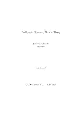 Problems in Elementary Number Theory