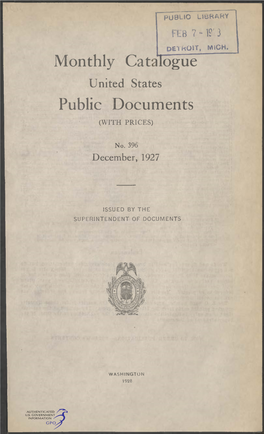 Monthly Catalogue, United States Public Documents, December 1927