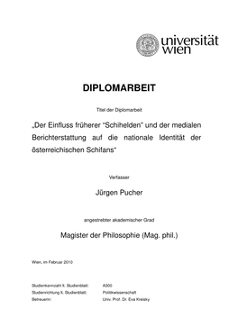 Der Einfluss Früherer “Schihelden” Und Der Medialen Berichterstattung Auf Die Nationale Identität Der Österreichischen Schifans“