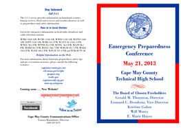 2013 Emergency Preparedness Conference Program