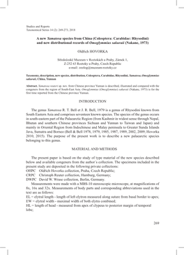 Coleoptera: Carabidae: Rhysodini) and New Distributional Records of Omoglymmius Sakuraii (Nakane, 1973)