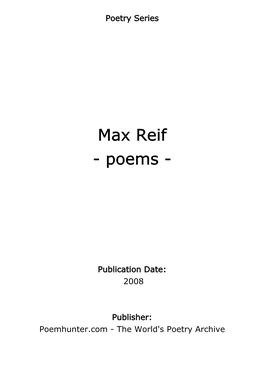 Max Reif - Poems