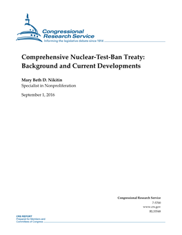 Comprehensive Nuclear-Test-Ban Treaty: Background and Current Developments