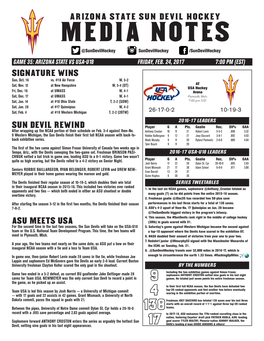 MEDIA NOTES @Sundevilhockey Sundevilhockey /Sundevilhockey