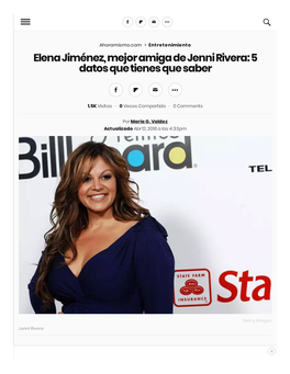 Elena Jiménez, Mejor Amiga De Jenni Rivera: 5 Datos Que Tienes Que Saber