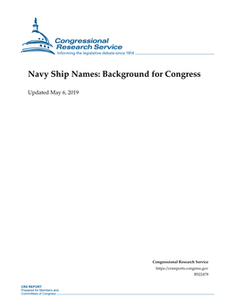 Navy Ship Names: Background for Congress