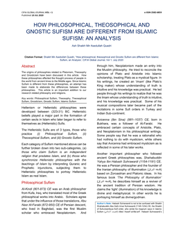 How Philosophical, Theosophical and Gnostic Sufism Are Different from Islamic Sufism: an Analysis