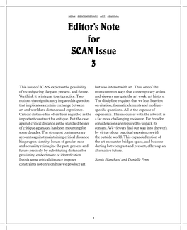 Editor's Note for SCAN Issue 3