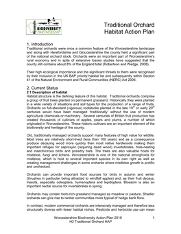 Traditional Orchard Habitat Action Plan