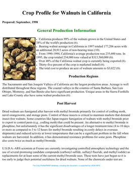 Crop Profile for Walnuts in California