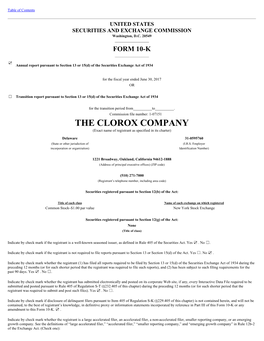 THE CLOROX COMPANY (Exact Name of Registrant As Specified in Its Charter)