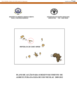 Plano De Acção Para O Desenvolvimento De Agricultura Da Ilha De São Nicolau 2009-2012