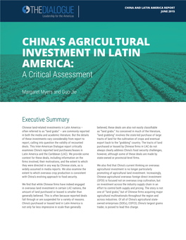 China's Agricultural Investment in Latin America