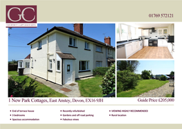 1 New Park Cottages, East Anstey, Devon, EX16 9JH Guide Price £205,000