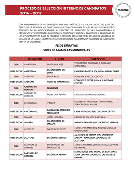 Fe De Erratas Domicilios Asambleas