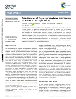 Transition-Metal-Free Decarboxylative Bromination of Aromatic Carboxylic Acids† Cite This: Chem