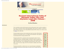 Glycemic Index and Glycemic Load of More Than 2,480 Individual Food Items