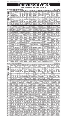 Televisionweek Local Listing for the Week of July 25-31, 2015