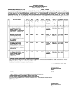 Tender Processing Fee (Rs.) Tender Document