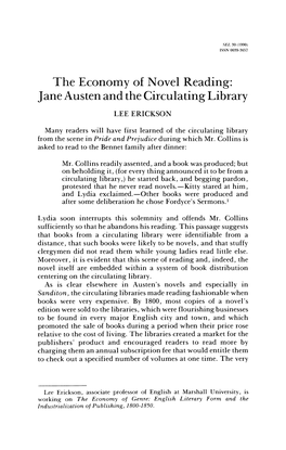 The Economy of Novel Reading: Jane Austen and the Circulating Library