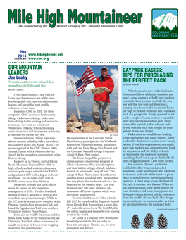 Mile High Mountaineer the Newsletter of the Denver Group of the Colorado Mountain Club