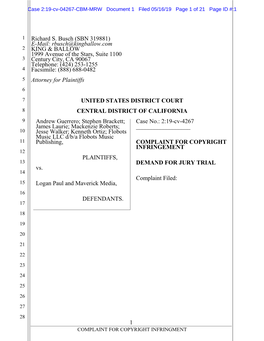 Case 2:19-Cv-04267-CBM-MRW Document 1 Filed 05/16/19 Page 1 of 21 Page ID #:1