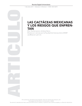 Las Cactáceas Mexicanas Y Los Riesgos Que Enfren- Tan Dra