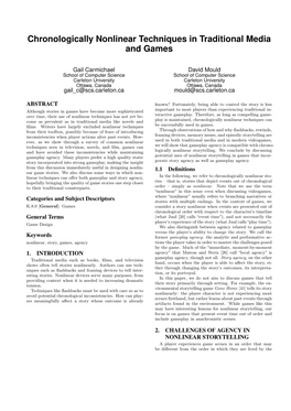 Chronologically Nonlinear Techniques in Traditional Media and Games