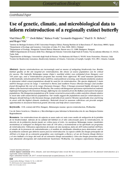 Use of Genetic, Climatic, and Microbiological Data to Inform Reintroduction of a Regionally Extinct Butterfly