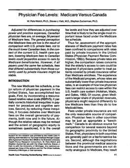 Physician Fee Levels: Medicare Versus Canada