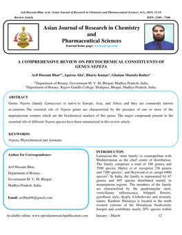 A Comprehensive Review on Phytochemical Constituents of Genus Nepeta