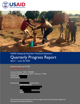 Quarterly Progress Report April 1 – June 30, 2020