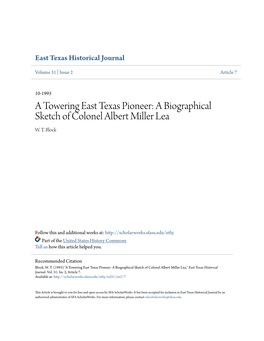 A Biographical Sketch of Colonel Albert Miller Lea W