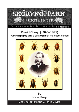 David Sharp (1840–1922) a Bibliography and a Catalogue of His Insect Names