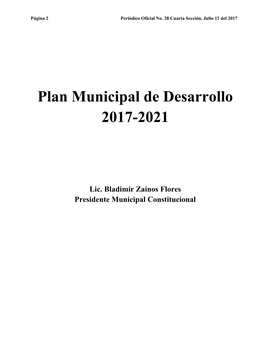 Plan Municipal De Desarrollo 2017-2021